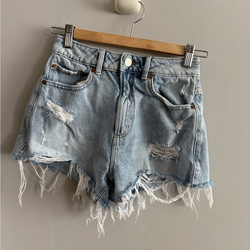 Garage Denim Festival Distressed High Rise Cutoff Shorts Size 0 24